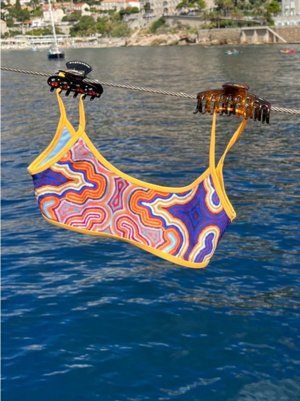 Strawberry Milk Mod Abstract Print Bikini Top